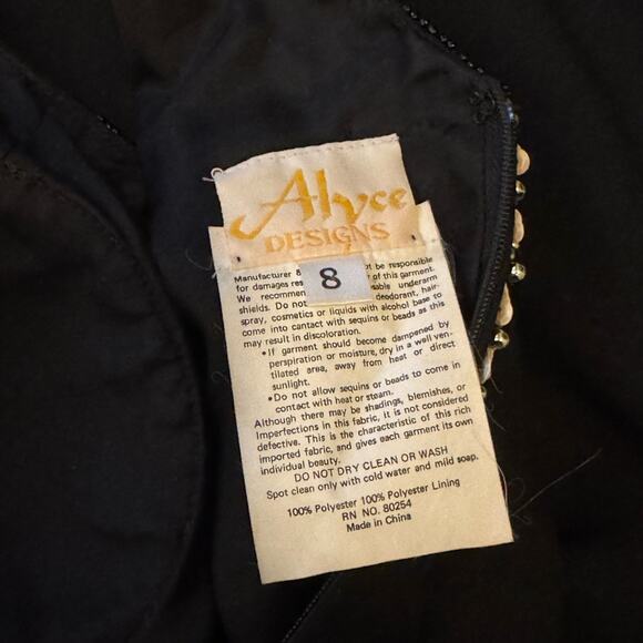 Alyce Designs Black Beaded Halter Neck Gown – Labeled 8, Fits Like 2 Y2K Glam - Picture 11 of 11